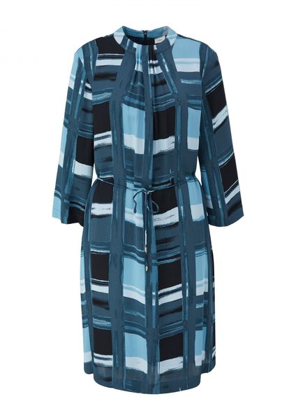 Kleid blau mit Allovermuster Label - Black (58A7) 34 s.Oliver -