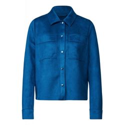 Street One Velour jacket in solid color - blue (14521)