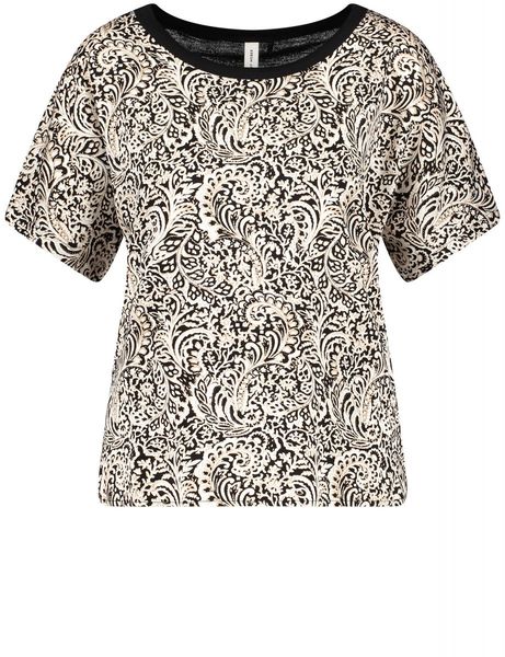 Gerry Weber Edition T-shirt with paisley pattern - black/beige/white (01098)