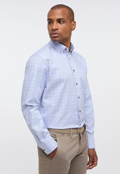 Eterna Checked long sleeve shirt modern fit - blue (12)
