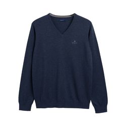 Gant Cotton V-Neck Sweater - blue (902)