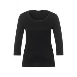 Street One Shirt in plain color - black (10001)
