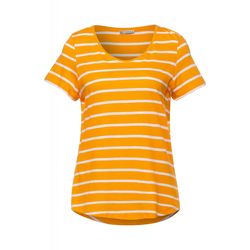 Street One T-Shirt mit Streifen Muster - gelb/weiß (23666)