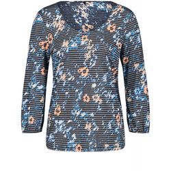 Gerry Weber Casual Shirt 3/4 manches à motifs floraux - bleu/beige/blanc (08098)
