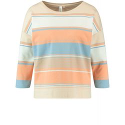 Gerry Weber Casual 3/4 sleeve shirt with stripes - red/orange/beige/white (06092)