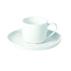 Pomax Tasse mit Unterteller (Ø14x6cm) - Porcelino - weiß (00)