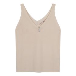 Esqualo T-shirt tricoté avec col en V - camisole  - beige (168)