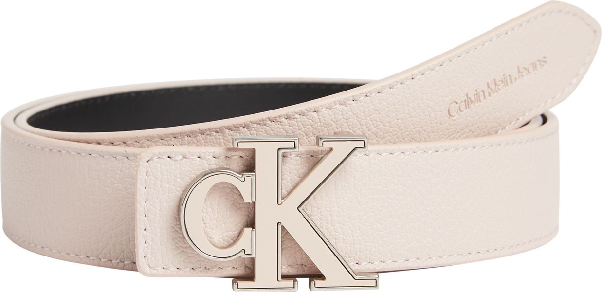 Calvin Klein Jeans Leather belt with logo - beige (TFT)