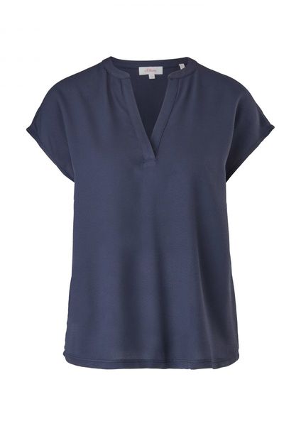 s.Oliver Red Label Viscose shirt with V-neck - blue (5959)