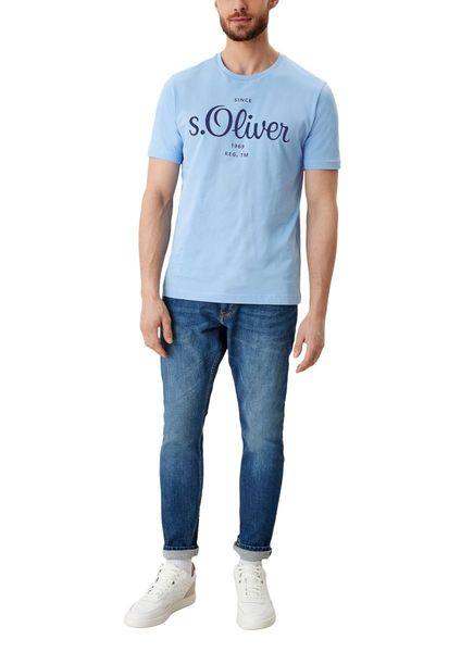 s.Oliver Red Label Regular fit: T-shirt with label print - blue (5334)