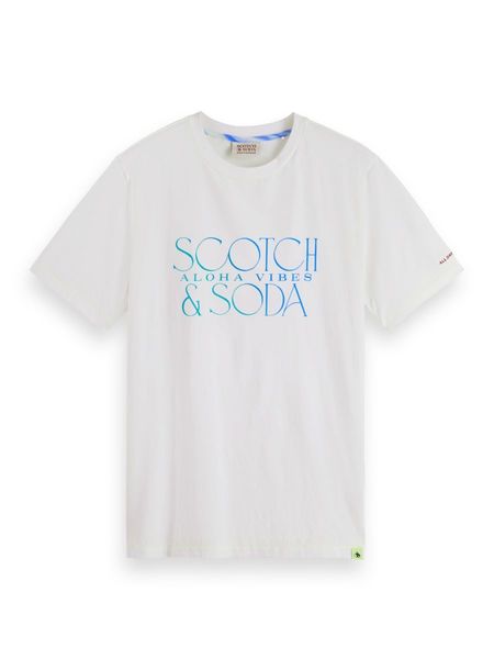 Scotch & Soda T-shirt en coton bio avec logo graphique - blanc (0006)