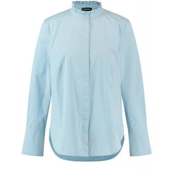 Taifun Cotton blouse with ruffle collar - blue (08630)