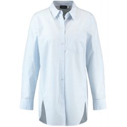 Taifun Striped pure cotton long blouse - white/blue (08632)