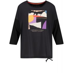 Samoon T-shirt à manches 3/4 avec impression sur le devant EcoVero - noir (01102)