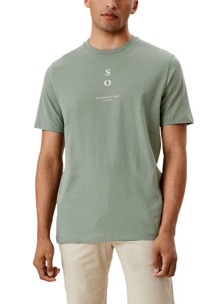 s.Oliver Red Label T-shirt en coton à inscription imprimée - vert (78D1)