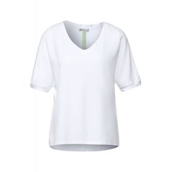 Street One V-neck material-mix shirt - white (10000)