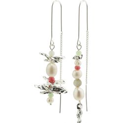 Pilgrim Freshwater pearl earrings - Energetic - silver/red/green (SILVER)
