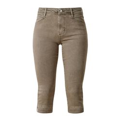 s.Oliver Red Label Slim : pantacourt en jean à ourlet frangé - vert (72Z8)