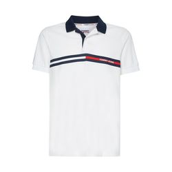 Tommy Jeans Polo shirt with flag on the chest - white (YBR)