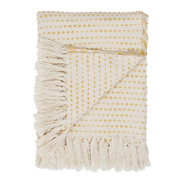 SEMA Design Blanket with fringes (170x130cm) - yellow/beige (00)