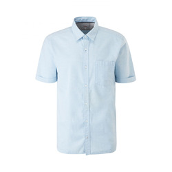 s.Oliver Red Label Regular : chemise à manches courtes en lin mélangé - bleu (5304)
