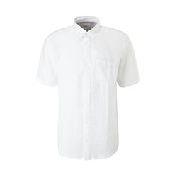 s.Oliver Red Label Regular: short sleeve linen shirt - white (0100)