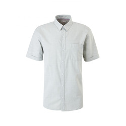 s.Oliver Red Label Regular : chemise à manches courtes en lin mélangé - vert (7814)