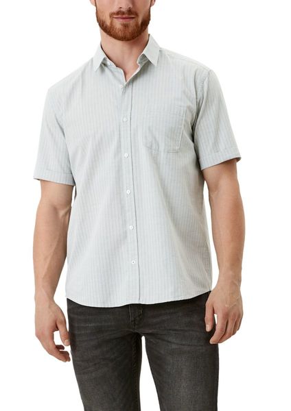s.Oliver Red Label Regular : chemise à manches courtes en lin mélangé - vert (7814)