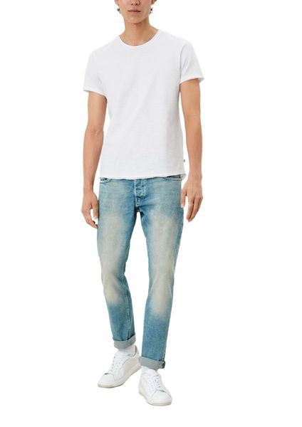 Q/S designed by Slim fit : T-shirt en laine flammée - blanc (0100)