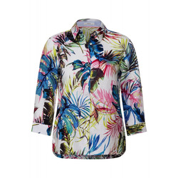 Cecil Linen blouse with print - white/pink/blue (30000)