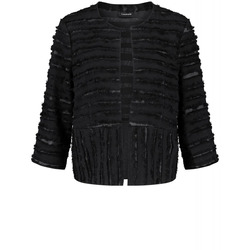Taifun 3/4 sleeve jacket with fringe details - black (01100)
