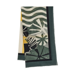 Opus Scarf with pattern - Avan scarf - green/beige (3049)