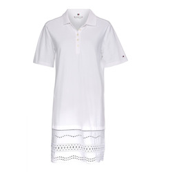 Tommy Hilfiger Casual dress with broderie anglaise polo neck - white (YBR)