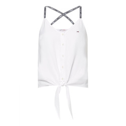 Tommy Jeans Essential top with logo tape straps - white (YBR)