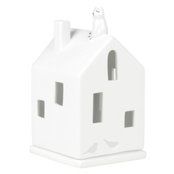 Räder Maison lumineuse avec chat (7x7x13,5cm) - blanc (0)