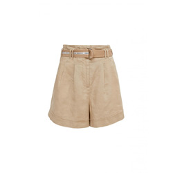comma CI Regular fit: linen shorts with pleated details - beige (8402)