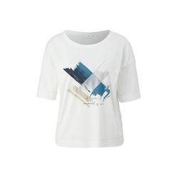 s.Oliver Black Label T-Shirt mit glitzerndem Frontprint  - beige (02D5)