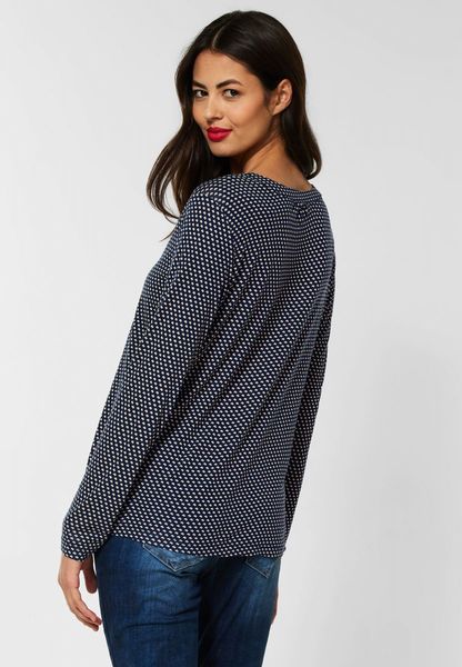 Street One Printed shirt with split neck - blue (21238)