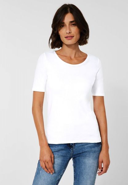 Cecil T-Shirt in Unifarbe - weiß (10000)