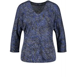 Gerry Weber Edition 3/4-sleeve shirt with an all-over pattern - black/blue (01088)