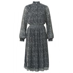Yaya Pleated dress with stand up collar - gray (442011)