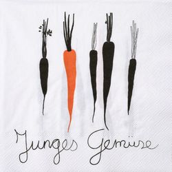 Räder Serviette 33x33cm -  Junges Gemüse - weiß/schwarz/orange (0)