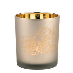 Räder Tealight holder writing - gold/gray/beige (NC)