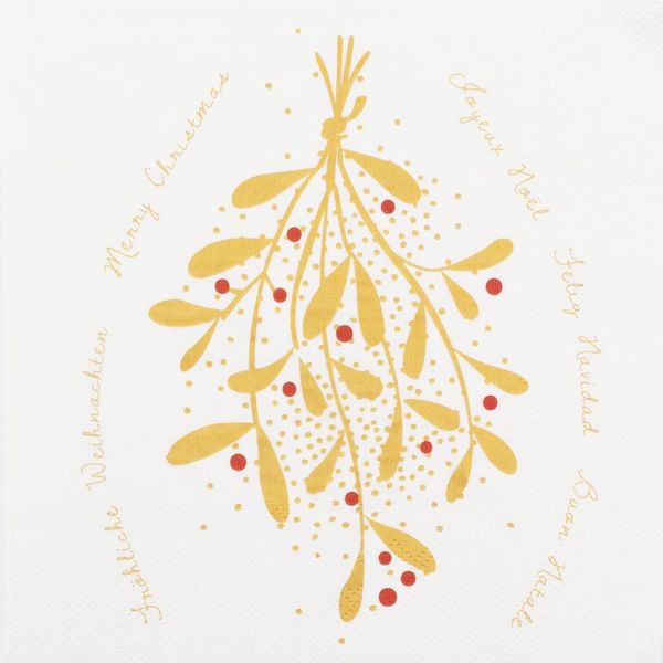 Räder Napkins - Mistletoe - gold/white (NC)