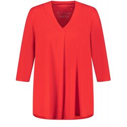 Samoon 3/4 sleeve shirt with V-neck - red (06380)