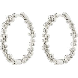 Pilgrim Recycled large bubbles hoops - Solidarity - silver (SILVER)