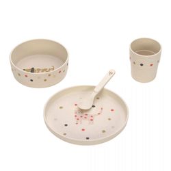 Lässig Children's tableware set (plate - bowl - cup - spoon) - beige (Orange)