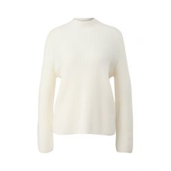 comma Pull en tricot côtelé en laine mélangée - blanc (0120)