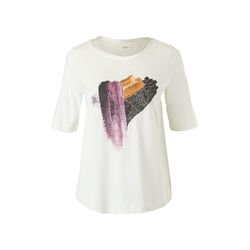 s.Oliver Black Label T-Shirt mit Satindetail - beige (02D1)
