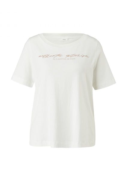 s.Oliver Label Print Black T-Shirt (02D2) 32 mit - beige - dezentem